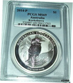 【極美品/品質保証書付】 アンティークコイン コイン 金貨 銀貨 [送料無料] 2014 Australia 1 oz. .999 Fine Silver Dollar Kookaburra MS-69 PCGS Coin