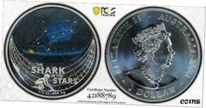 2021 V[N C U X^[Y J[ $1 Vo[ RC PCGS MS69 Eq gbv |bv #87892021 Shark in the Stars Colorized $1 Silver Coin PCGS MS69 Eq Top Pop #8789