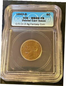 ICG MS69 FS 1942-ddd WFt@[\ jbP t Xebv _ J[ [Cg ~g COAtICG MS69 FS 1942-dDd Jefferson Nickel Full Steps Dan Carr MoonLight Mint w/ COA