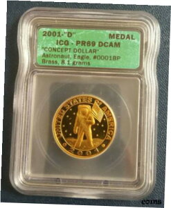 2001 D RZvg A| h [Cg ~g _jG J[ USA $1 ICG MS69 DCAM2001 D Concept Apollo Dollar by Moonlight Mint Daniel Carr USA $1 ICG MS69 DCAM