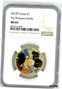 Vv\Y t@~[ 2019 co $1 A~jE uY RC NGC MS 69 ATHE SIMPSONS FAMILY 2019 TUVALU $1 ALUMINUM BRONZE COIN NGC MS 69 RARE