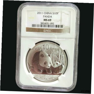 2011N p_ 1IX S10Y NGC MS692011 China panda 1oz silver coin S10Y NGC MS69