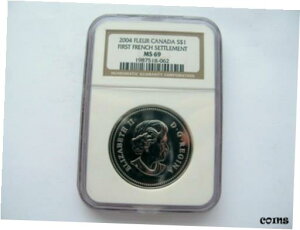 2004 Ji_a $1 vCx[g}[Nt - NGC MS69 - ~g 8,315 - 99.99% Vo[2004 CANADA SETTLEMENT $1 with privy mark-NGC MS69 -MINTAGE 8,315 -99.99% Silver