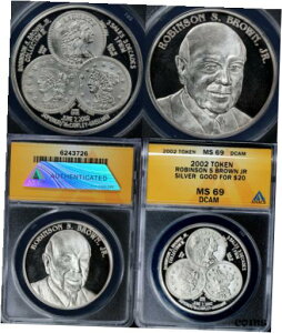 2002 r\ S. uE WjA Vo[ 20 h̃g[N ANACS MS 69 DCAM2002 Robinson S. Brown Jr. Silver Good for $20 Token ANACS MS 69 DCAM