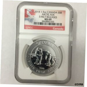 2014 Ji_ Ji_h 8 h A[NeBbN tHbNX NGC MS 69 [X 1.5 IX sA Vo[2014 Canada Canadian $8 Arctic Fox NGC MS 69 Early Releases 1.5 Oz Pure Silver