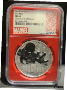 2018 co }[x ACA} $1 ŏ 589 XgN NGC MS69 ACA} 1 IX 1 2018 Tuvalu Marvel Iron Man $1 One Of First 589 Struck NGC MS69 Iron-Man 1oz