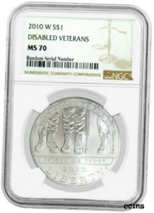 2010 W $1 AJQޖRlLO NGC MS702010 W $1 American Disabled Veterans Commemorative Silver Dollar NGC MS70