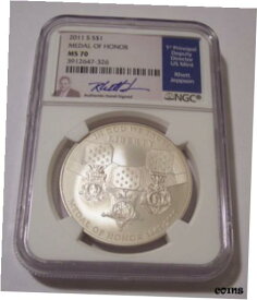 【極美品/品質保証書付】 アンティークコイン コイン 金貨 銀貨 [送料無料] NGC 2011 S Medal of Honor Commemorative Silver Dollar MS70 NGC Jeppson Signed