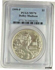 【極美品/品質保証書付】 アンティークコイン コイン 金貨 銀貨 [送料無料] 1999 P Dolley Madison Silver Dollar PCGS MS70 Tiffany & Co Top Grade Mint State