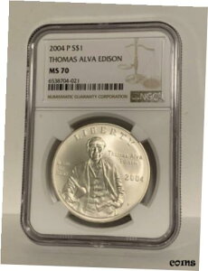 2004 P - g[}X Ao GW\LOh - NGC MS 702004 P - Thomas Alva Edison Commemorative Silver Dollar - NGC MS 70