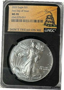 2022 AJ Vo[ C[O $1 NGC MS70 s - uDon't Tread On Mev2022 American Silver Eagle $1 NGC MS70 FIRST DAY OF ISSUE - "Don't Tread On Me"