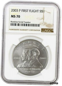 2003 P $1 s 100 NLO Vo[ _[ NGC MS702003 P $1 First Flight Centennial Commemorative Silver Dollar NGC MS70