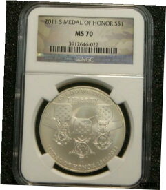 【極美品/品質保証書付】 アンティークコイン コイン 金貨 銀貨 [送料無料] 2011-S Medal of Honor Commem Silver Dollar NGC MS70 Uncirculated Lightly Toned