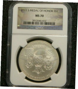2011-S _ Iu Ii[ R Vo[ _[ NGC MS70  Cgg[2011-S Medal of Honor Commem Silver Dollar NGC MS70 Uncirculated Lightly Toned