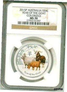 2015 P S50c I[XgA Lunar Year Of The Goat 1/2 IX.999 J[ NGC MS702015 P S50c Australia Lunar Year Of The Goat 1/2 Oz. .999 Colorized NGC MS70