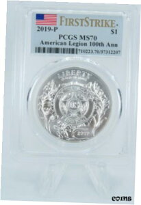 2019-P PCGS MS70 AJ݋Rl 100 NLO Vo[ rWlX XgCL $12019-P PCGS MS70 American Legion 100th Anniversary Silver Business Strike $1