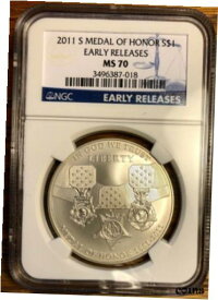 【極美品/品質保証書付】 アンティークコイン コイン 金貨 銀貨 [送料無料] 2011-P Medal of Honor Commemorative Silver Dollar NGC MS70