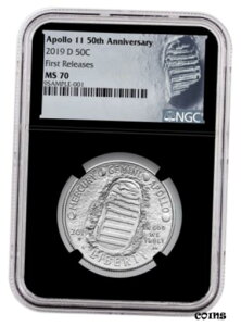 2019 D A| 11  50 ڂ̃RNbh n[t_[ NGC MS70 FR ubN RA SKU571042019 D Apollo 11 50th Commem Clad Half Dollar NGC MS70 FR Black Core SKU57104