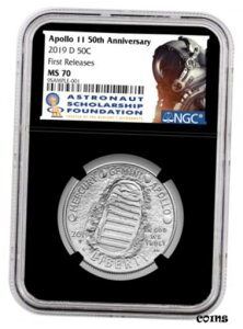 2019D A| 11  50 Ԗڂ̉FsmNbh n[t_[ NGC MS70 FR ubN RA SKU571982019D Apollo 11 50th Astronaut Clad Half Dollar NGC MS70 FR Black Core SKU57198