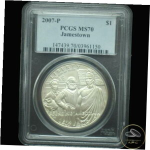 2007 P WF[X^ELOVo[ _[ PCGS MS70 ȃCg S[h g[2007 P Jamestown Commemorative Silver Dollar PCGS MS70 Flawless Light Gold Tone