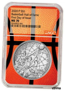 2020P $1 oXPbg{[aVo[_[ NGC MS70 FDI oXPbg{[ RA2020P $1 Basketball Hall Fame Silver Dollar NGC MS70 FDI Basketball Core