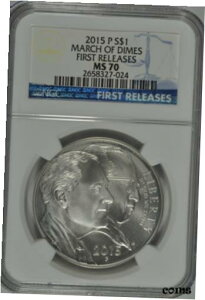 2015 P }[` Iu _C ʃVo[ _[ NGC MS70 񃊃[X2015 P March of Dimes Uncirculated Silver Dollar NGC MS70 First Releases