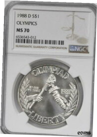 【極美品/品質保証書付】 アンティークコイン コイン 金貨 銀貨 [送料無料] 1988 D $1 Olympics Olympiad Commemorative Silver US One Dollar MS70 NGC