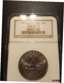 【極美品/品質保証書付】 アンティークコイン コイン 金貨 銀貨 [送料無料] Perfect NGC MS 70 2001P Capitol Commemorative 50 Cent