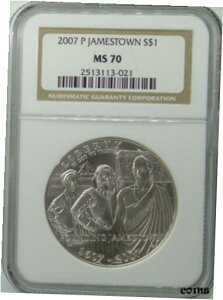 2007-P WF[X^E 400 NLO 1 h݁ANGC MS70 MS-702007-P Jamestown 400th Anniversary Commemorative $1 Silver Coin, NGC MS70 MS-70