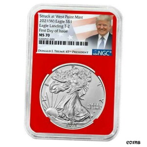 2021 Vo[ C[O ^Cv 2 - NGC MS70 FDOI sgv x bh RA2021 Silver Eagle Type 2 - NGC MS70 FDOI First Day of Issue Trump Label Red Core