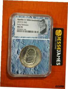 2019 D 50C A| 11  h NGC MS70 [X [ RA z_[2019 D 50C APOLLO 11 HALF DOLLAR NGC MS70 EARLY RELEASES MOON CORE HOLDER