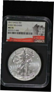 2017 $1 Vo[ AJ C[O NGC MS70 [X ubN RA 225th x2017 $1 Silver American Eagle NGC MS70 Early Releases Black Core 225th Label