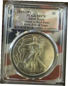 2019 W AJ Vo[ C[O PCGS MS70 sAJ tbO RA2019 W American Silver Eagle PCGS MS70 First Day of Issue American Flag Core