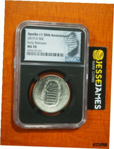 2019 D 50C A| 11  n[t_[ NGC MS70 [X ubN RA z_[2019 D 50C APOLLO 11 HALF DOLLAR NGC MS70 EARLY RELEASES BLACK CORE HOLDER