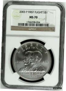 2003 P t@[Xg tCg Vo[ RC $1 NGC MS 70 MS702003 P FIRST FLIGHT Silver Coin $1 NGC MS 70 MS70