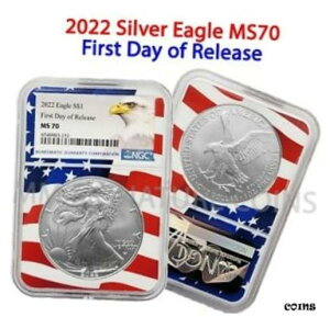 2022 AJ Vo[ C[O NGC MS70  FDOR tbO RA IN-HAND2022 American Silver Eagle NGC MS70 First Day of Release FDOR Flag Core IN-HAND