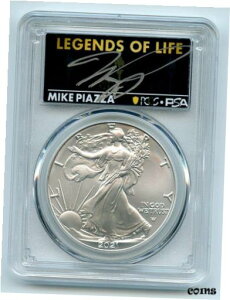 2021 $1 Vo[ C[O T2 񐶎Y PCGS MS70 WFh Iu Ct }CN sAbc@2021 $1 Silver Eagle T2 First Production PCGS MS70 Legends of Life Mike Piazza