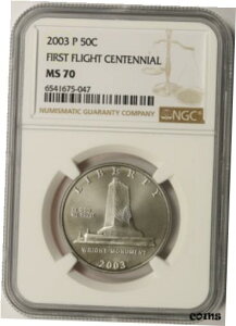 2003-P s 100 NLOn[t_[ 50c NGC MS702003-P First Flight Centennial Half Dollar 50c NGC MS70