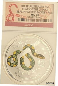 $1 2013 P I[XgA wrN x [h }l[ tFA NGC MS70$1 2013 P Australia Year Of The Snake Berlin World Money Fair NGC MS70