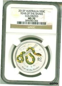 2013 S50c I[XgA ̎ 1/2 IXBJ[ NGC MS702013 S50c Australia Lunar Year Of The Snake 1/2 Oz. Colorized NGC MS70