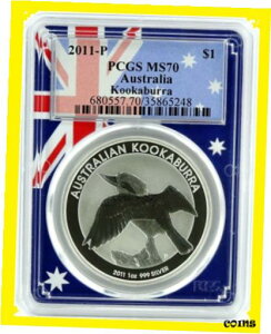 2011 I[XgA 1 IX Vo[ NbJu PCGS MS70 - z2011 Australia 1oz Silver Kookaburra PCGS MS70 - Flag Picture Frame