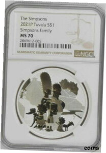 2021 co $1 UEVv\Y: Vv\t@~[ - NGC MS70 - 0.999 Vo[ RC2021 TUVALU $1 THE SIMPSONS: THE SIMPSON FAMILY - NGC MS70 - .999 SILVER COIN