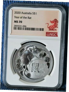 2020 ** I[XgAuqNv $1 I[XgA ** MS 70 **2020 ** Australia Lunar "Year of the Rat" $1 Royal Australia Mint ** MS 70 **