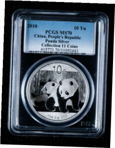 PCGS MS70  2010 1IX Vo[ M[ p_ RCPCGS MS70 China 2010 1oz Silver Regular Panda Coin
