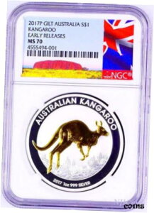 2017 P I[XgA bL Vo[ JK[ NGC MS 70 1 IX RC OGP t Vx2017 P Australia GILDED Silver Kangaroo NGC MS 70 1 oz Coin w/OGP gilt NEW LABEL