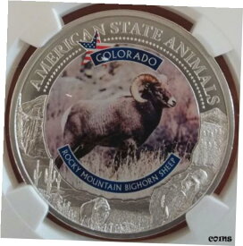 【極美品/品質保証書付】 アンティークコイン コイン 金貨 銀貨 [送料無料] 2021 Cook Islands Colorado Bighorn Sheep $5 NGC MS70 Silver OZ State Animal 999