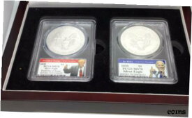 【極美品/品質保証書付】 アンティークコイン コイン 金貨 銀貨 [送料無料] 2020 PCGS MS70 Silver Eagle First Day Of Issue 2 coin set Trump/Biden