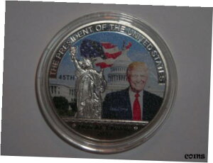 hih gv  45 č哝 Vo[ bL v[t RC oeB 2017Donald Trump 45th President USA silver platted proof Coin statue liberty 2017