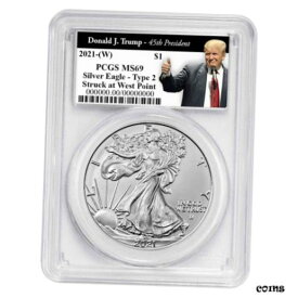 【極美品/品質保証書付】 アンティークコイン コイン 金貨 銀貨 [送料無料] 2021 (W) $1 Type 2 American Silver Eagle PCGS MS69 Trump 45th President Label