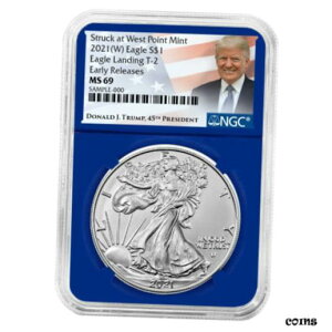 2021 (W) $1 ^Cv 2 AJ Vo[ C[O NGC MS69 ER gv x u[ RA2021 (W) $1 Type 2 American Silver Eagle NGC MS69 ER Trump Label Blue Core